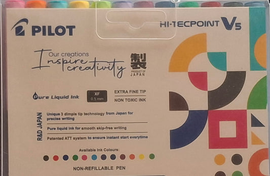 Pilot Hi-Techpoint V5 Rainbow (12 Colorful Gel Pens)