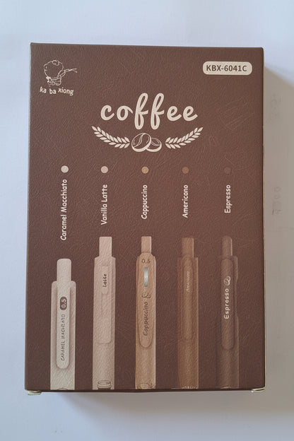 Kawaii Style Blue Gel Pen (Set of 5) Coffee Colour Set
