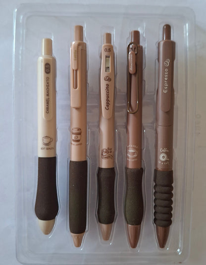 Kawaii Style Blue Gel Pen (Set of 5) Coffee Colour Set