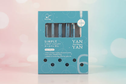 Yan Yan Gel Pen (Set of 6) Kawaii-Style Blue Gel Pens