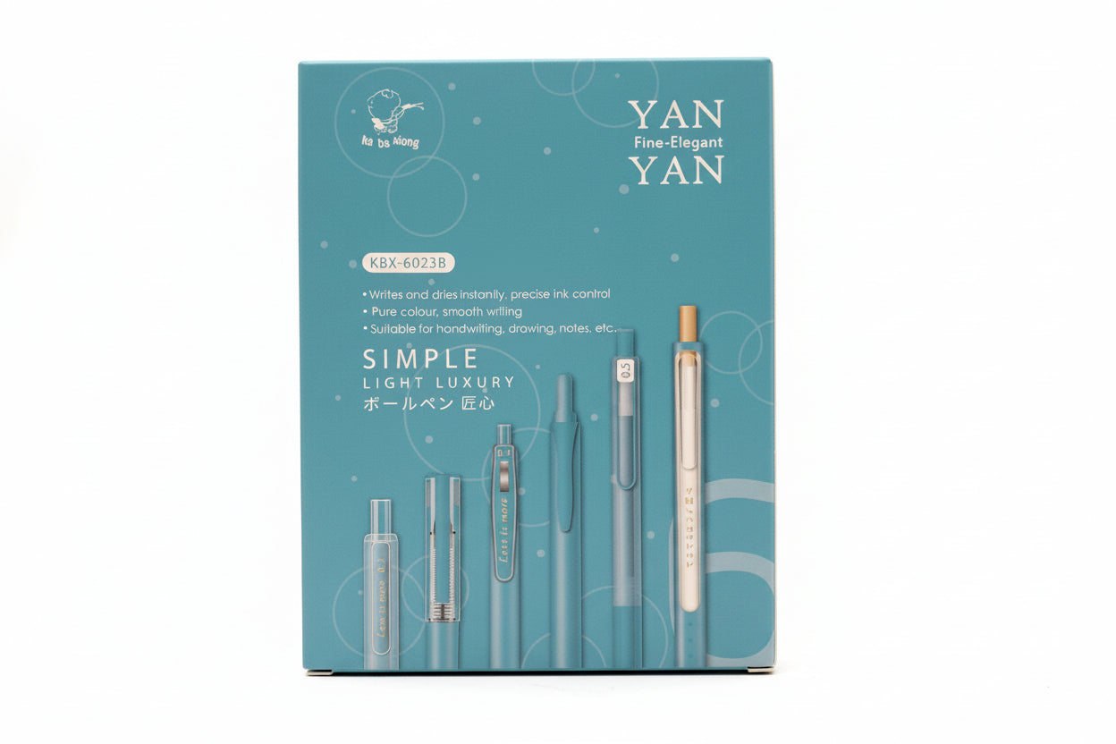 Yan Yan Gel Pen (Set of 6) Kawaii-Style Blue Gel Pens
