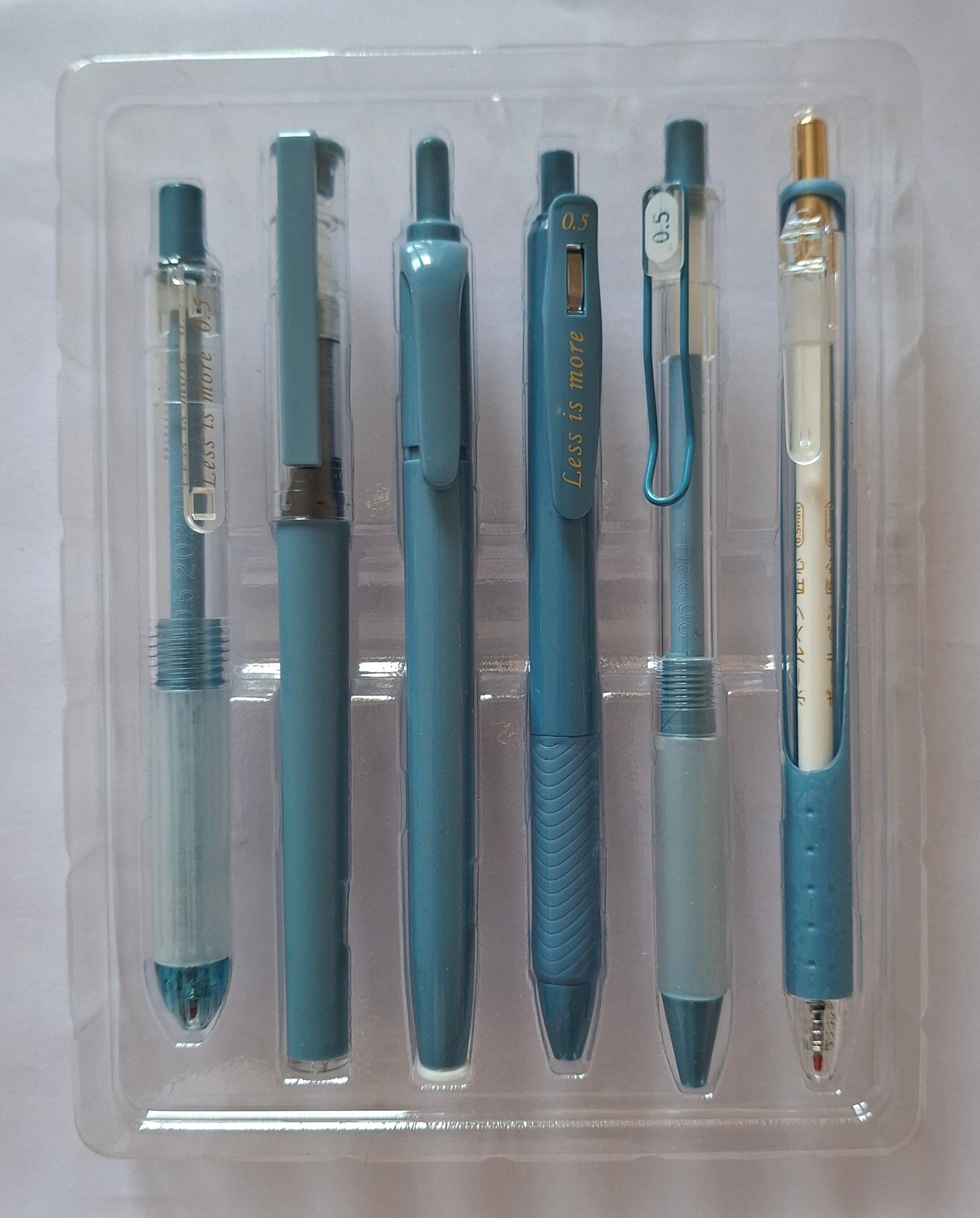 Yan Yan Gel Pen (Set of 6) Kawaii-Style Blue Gel Pens