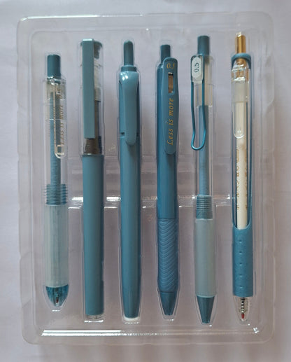 Yan Yan Gel Pen (Set of 6) Kawaii-Style Blue Gel Pens