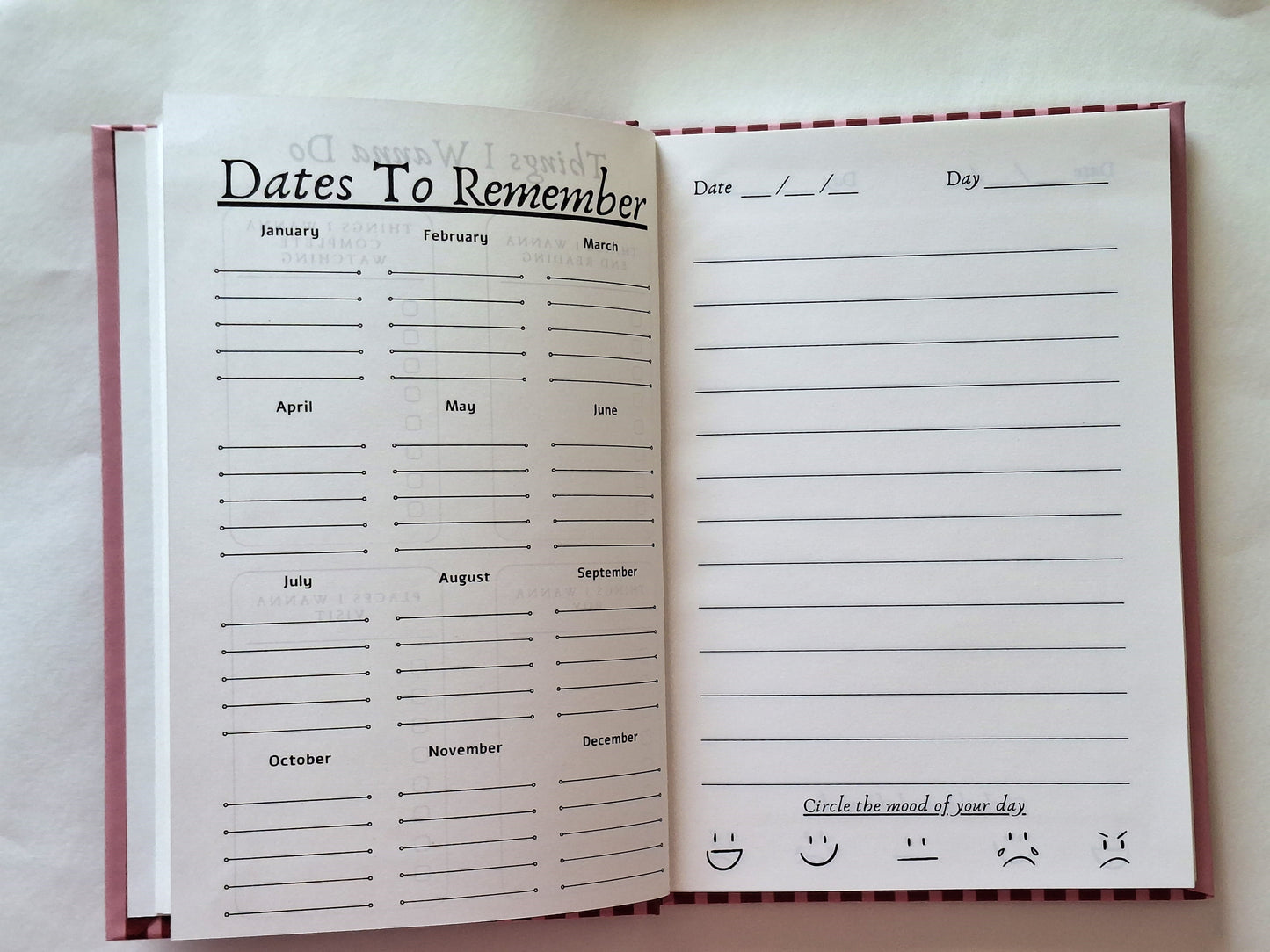 A5 hardbound journal growing beyond limits maroon diary "Dates to Remember" Page