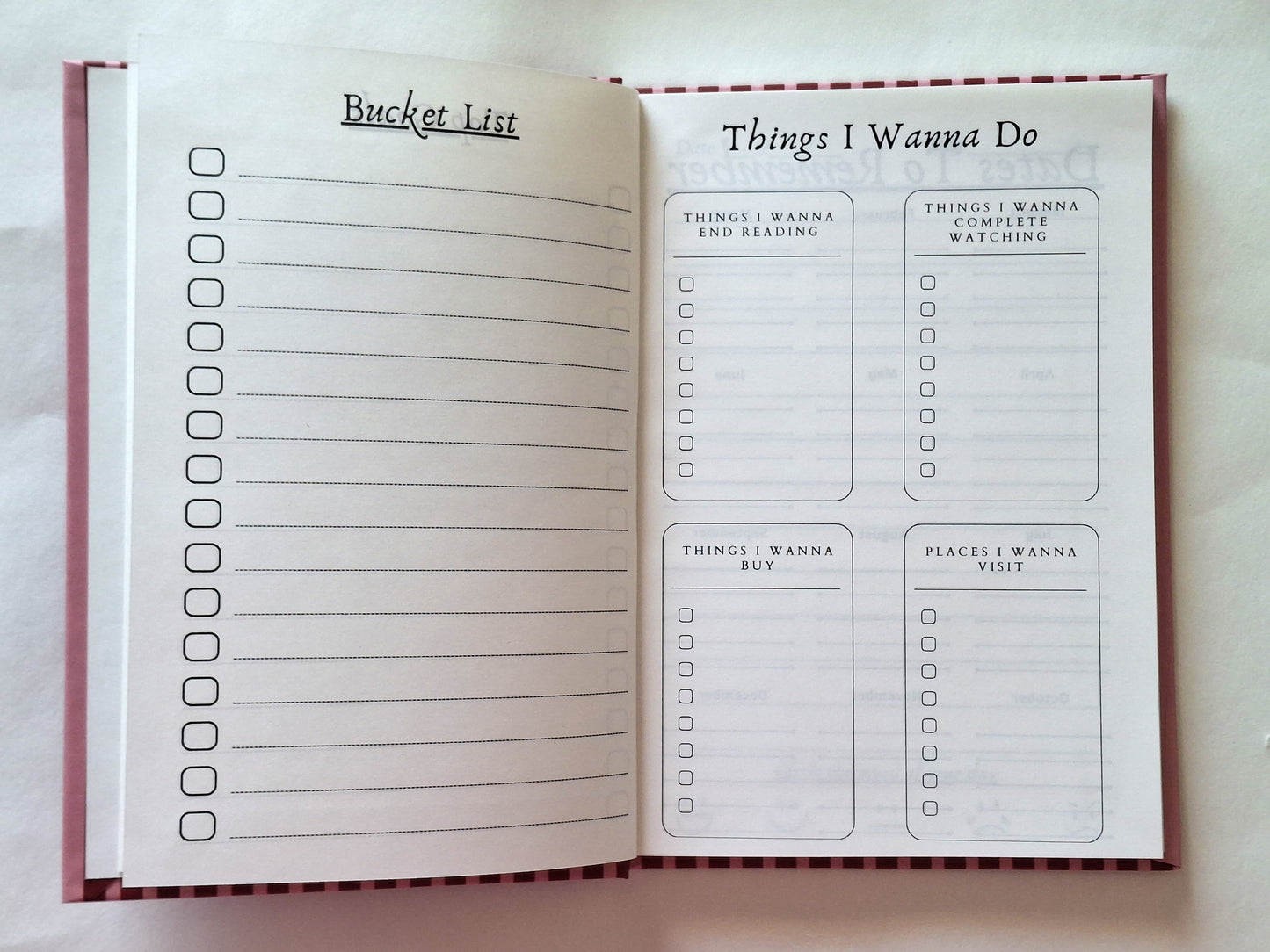 A5 hardbound journal growing beyond limits maroon diary "Bucket list" Page