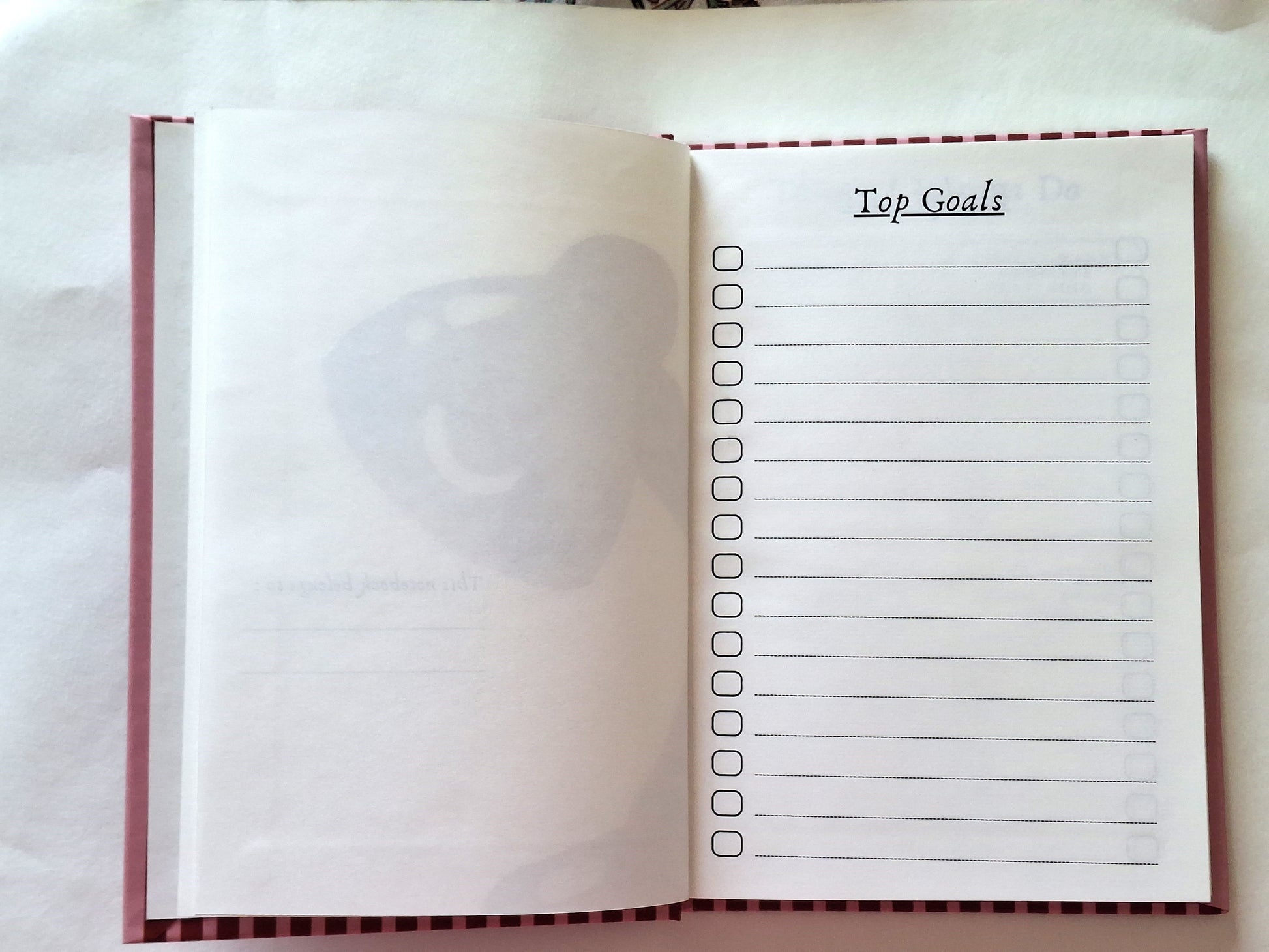 A5 hardbound journal growing beyond limits maroon diary "Top Goals" Page