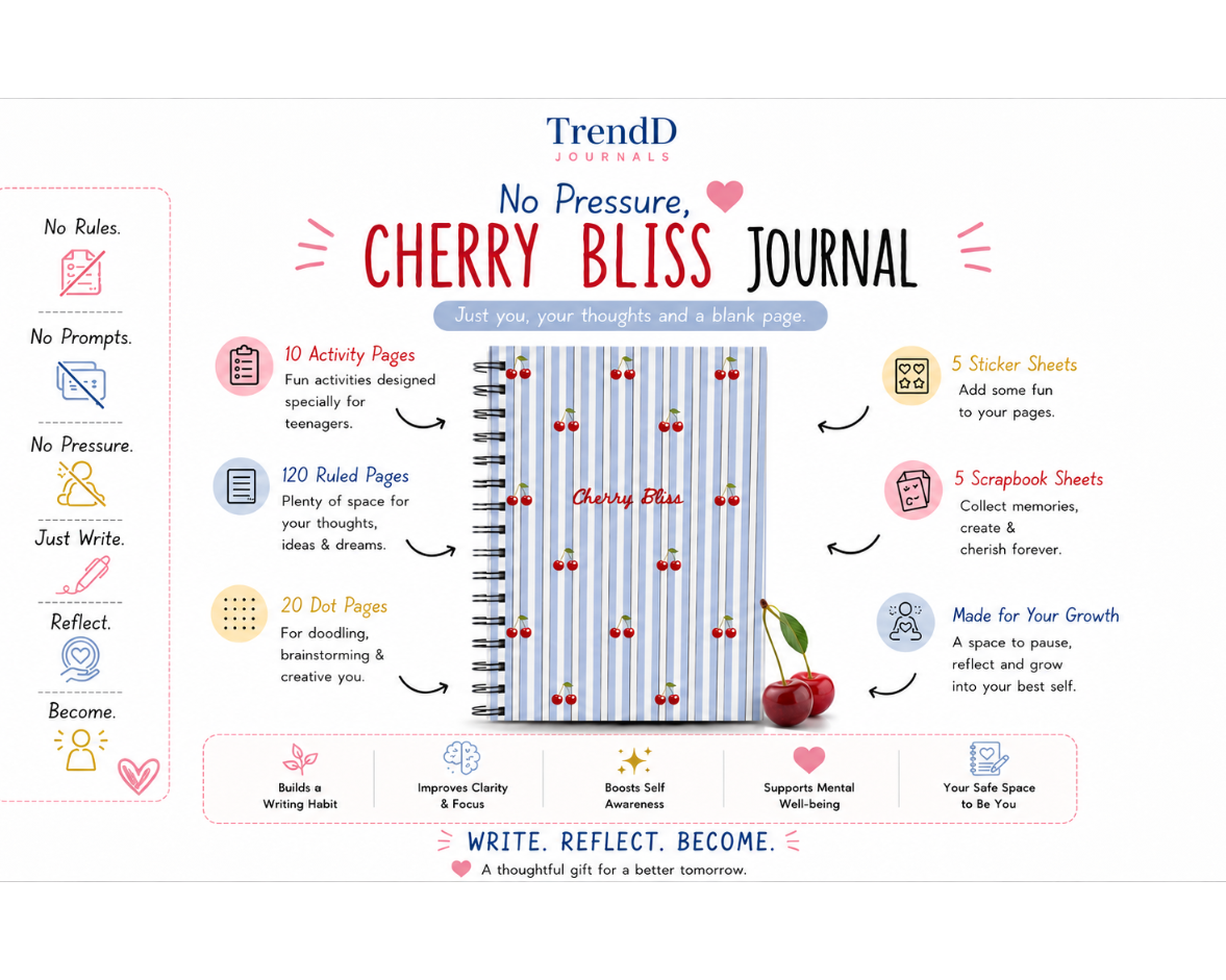 No-Pressure Journal - Cherry Bliss ( 172 Pages )
