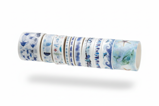 Blue watercolor washi tape set product photo
