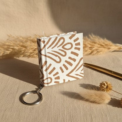 Professional Product Photo - White Tan Tribal Keychain Diary