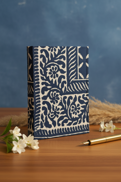 Professional Standing Product Photo - Navy Blue Block Print A5 Diary