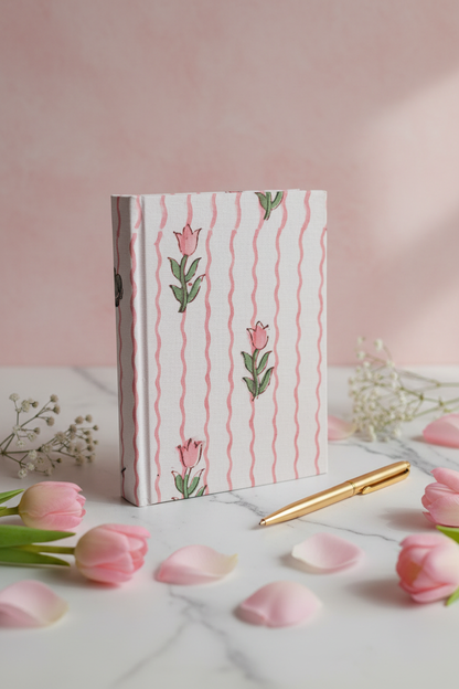 Professional Standing Product Photo - Pink Tulip Stripe A5 Diary