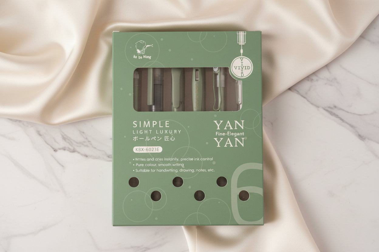 Yan Yan Gel Pen (Set of 6) Kawaii-Style Blue Gel Pens