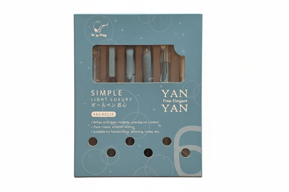 Yan Yan Gel Pen (Set of 6) Kawaii-Style Blue Gel Pens